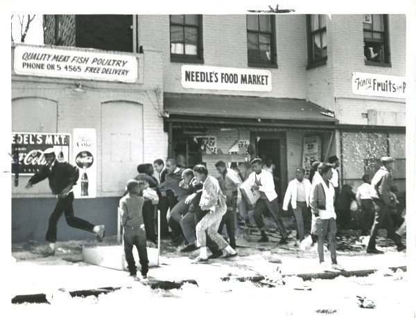 Boys and Girls Scurry from Grocery Store
