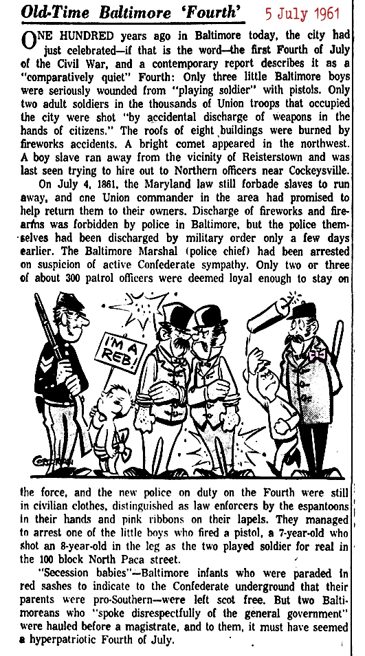 The Evening Sun Wed Jul 5 1961 pink ribbons and Espantoons 72